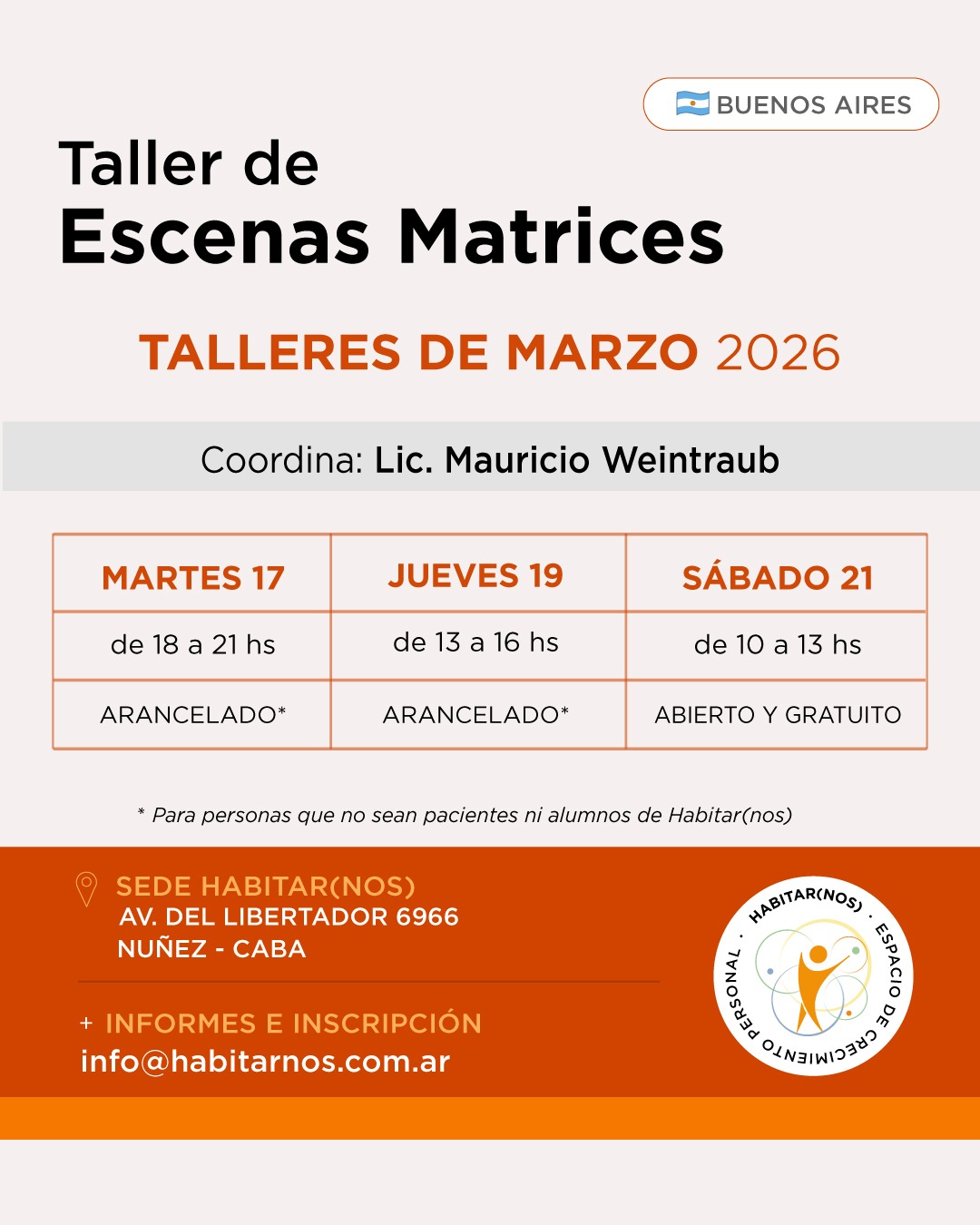 Talleres de Escenas Matrices - Buenos Aires - Marzo